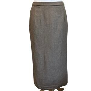 Vintage Pendleton Virgin Wool Taupe Brown Maxi Long Pencil Skirt Size 14 Large